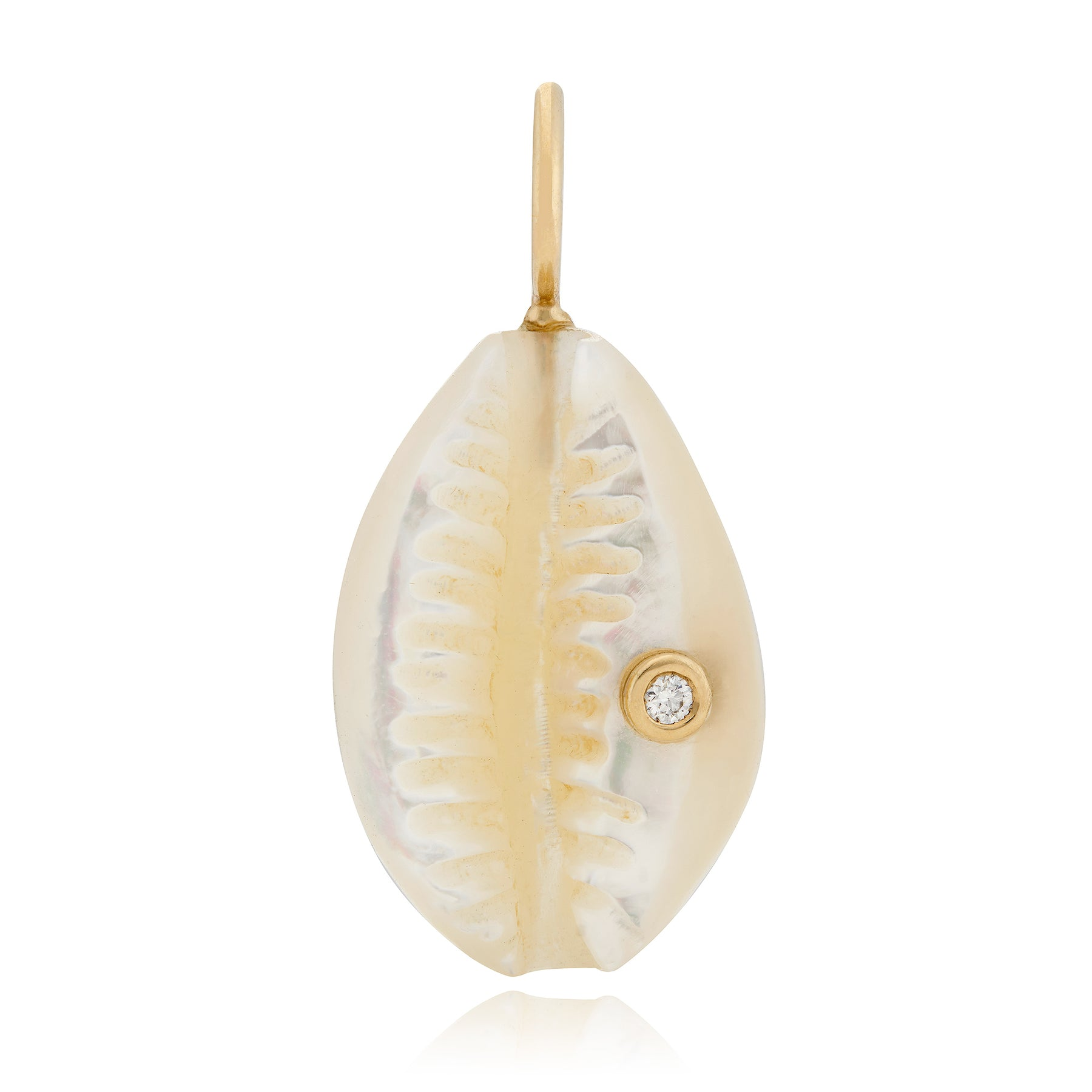 14k Yellow Gold Small Mother Of Pearl Cowrie Charm