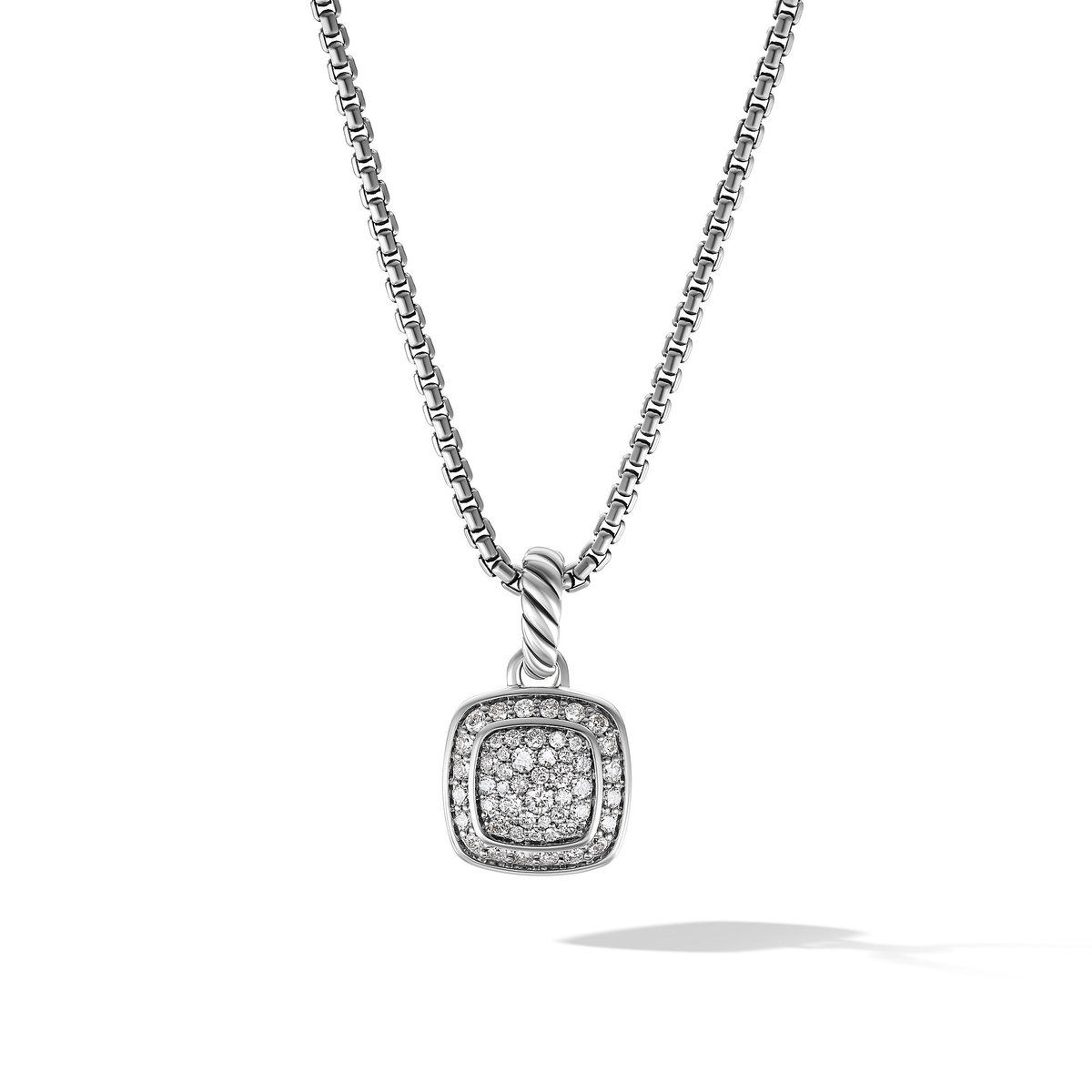 Sterling Silver 11.6Mm Petite Albion Pendant Necklace With Pave Diamonds 0.38Ctw