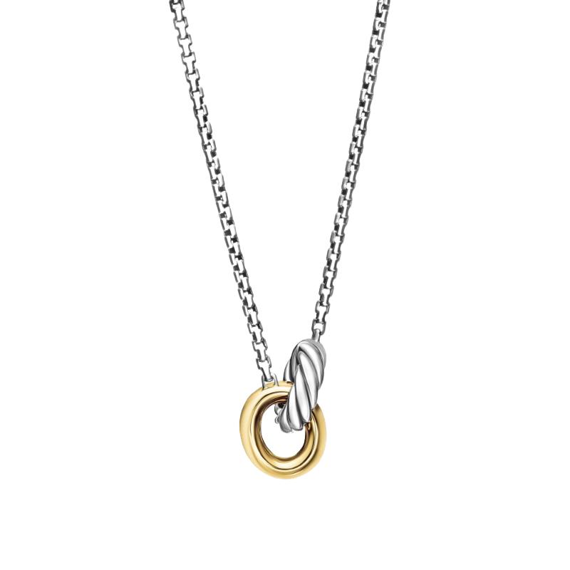 Sterling Silver And 14K Yellow Gold 1.5Mm Petite Cable Link Necklace 17