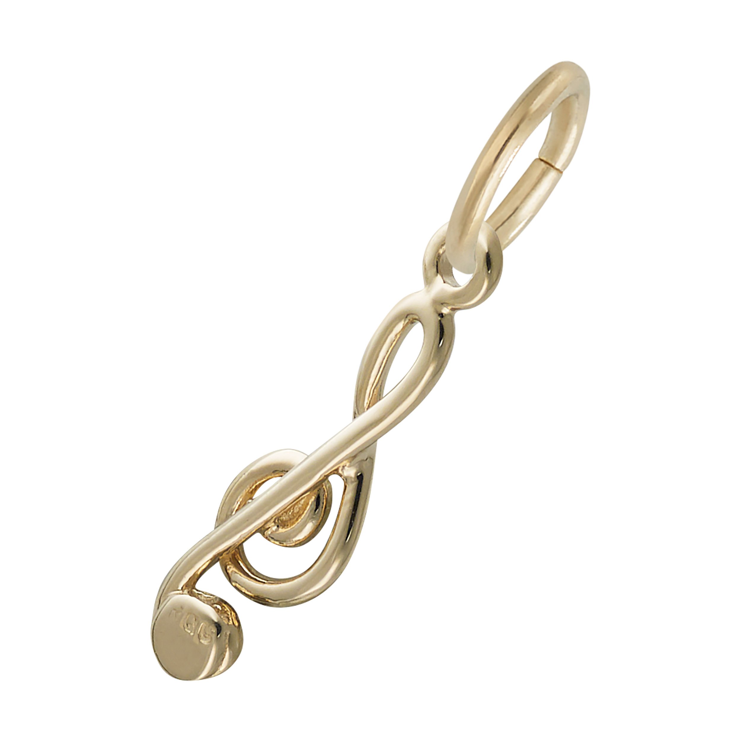 Treble Clef Accent Charm - Rhodium Plated Sterling Silver