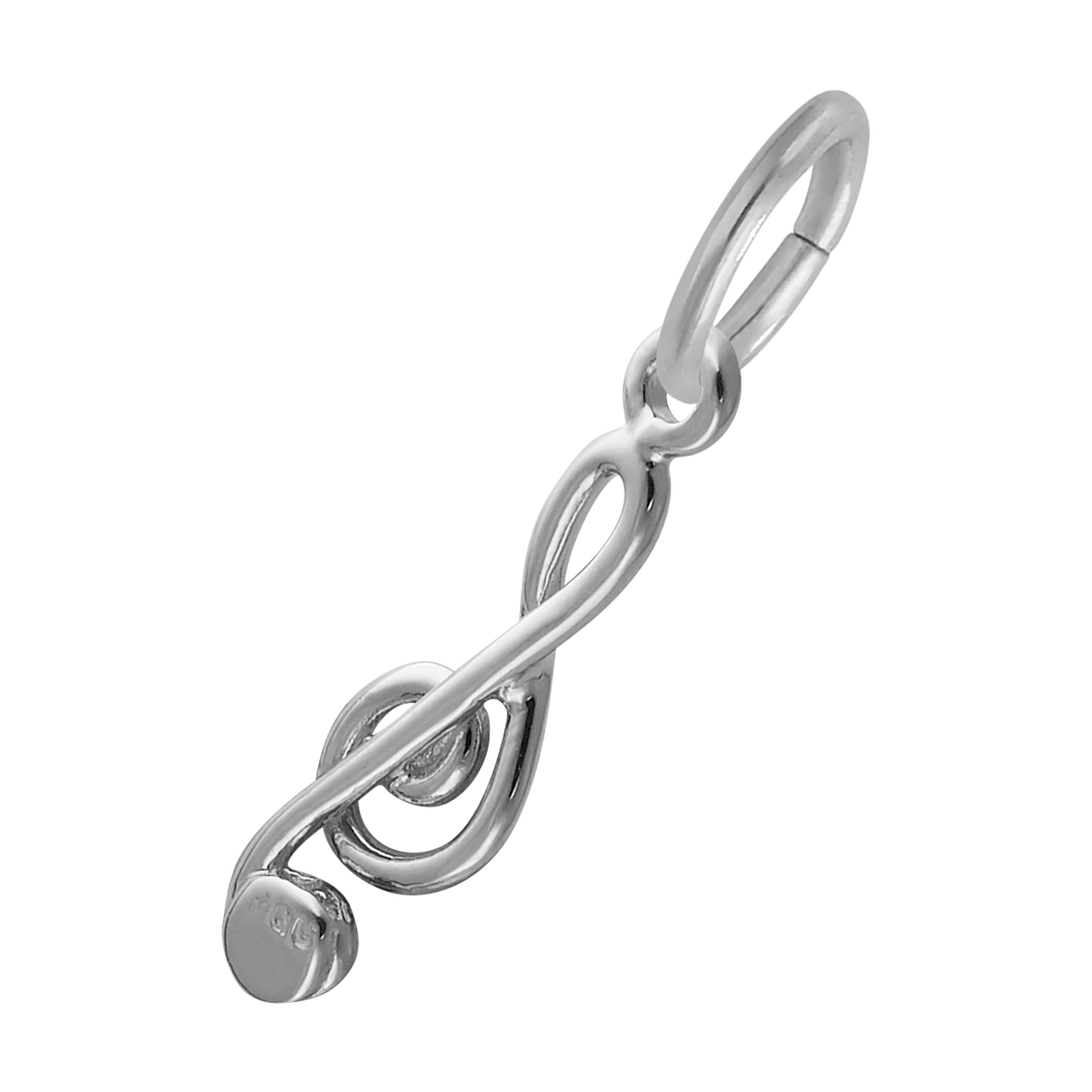 Treble Clef Accent Charm - Rhodium Plated Sterling Silver