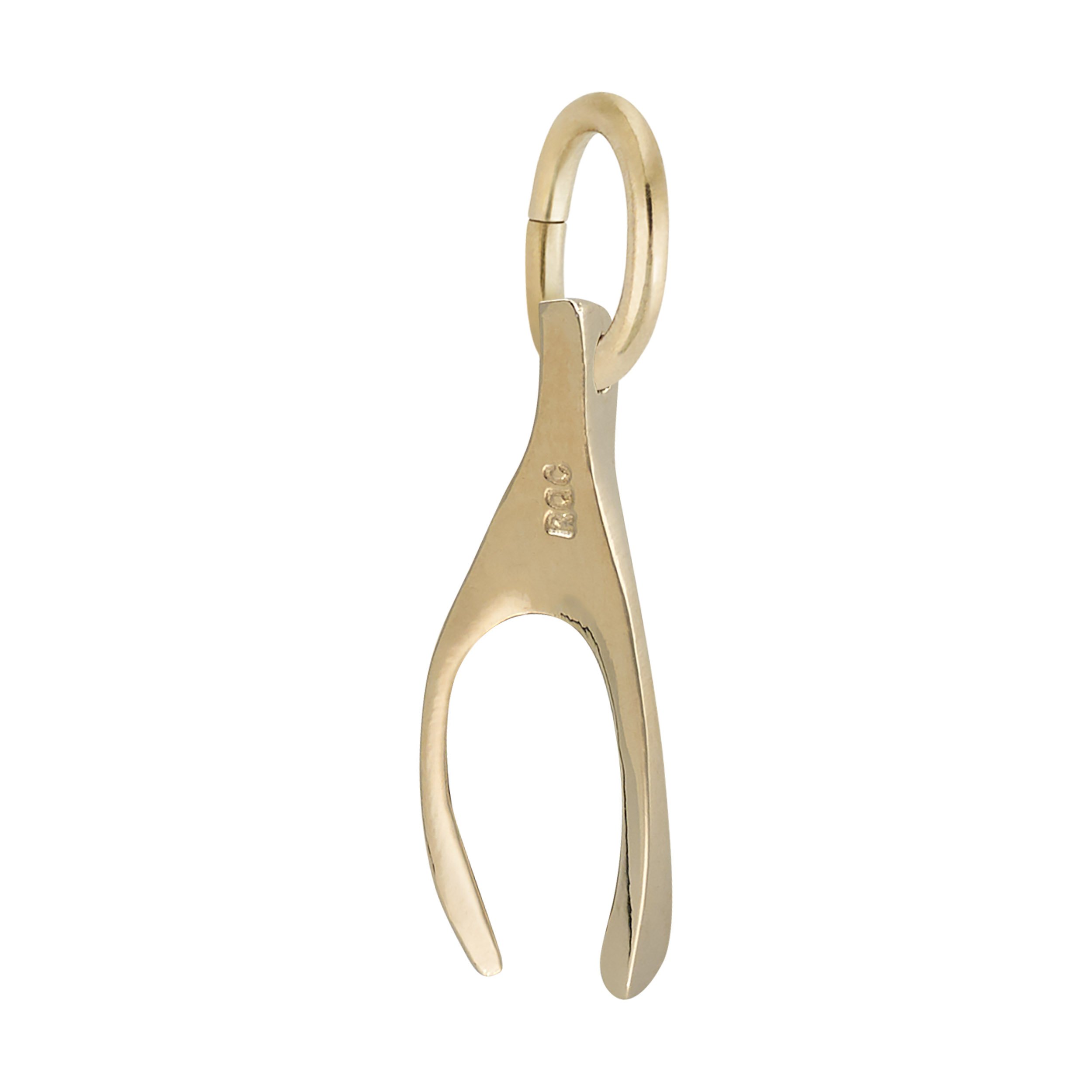 Small Wishbone Charm - Rhodium Plated Sterling Silver