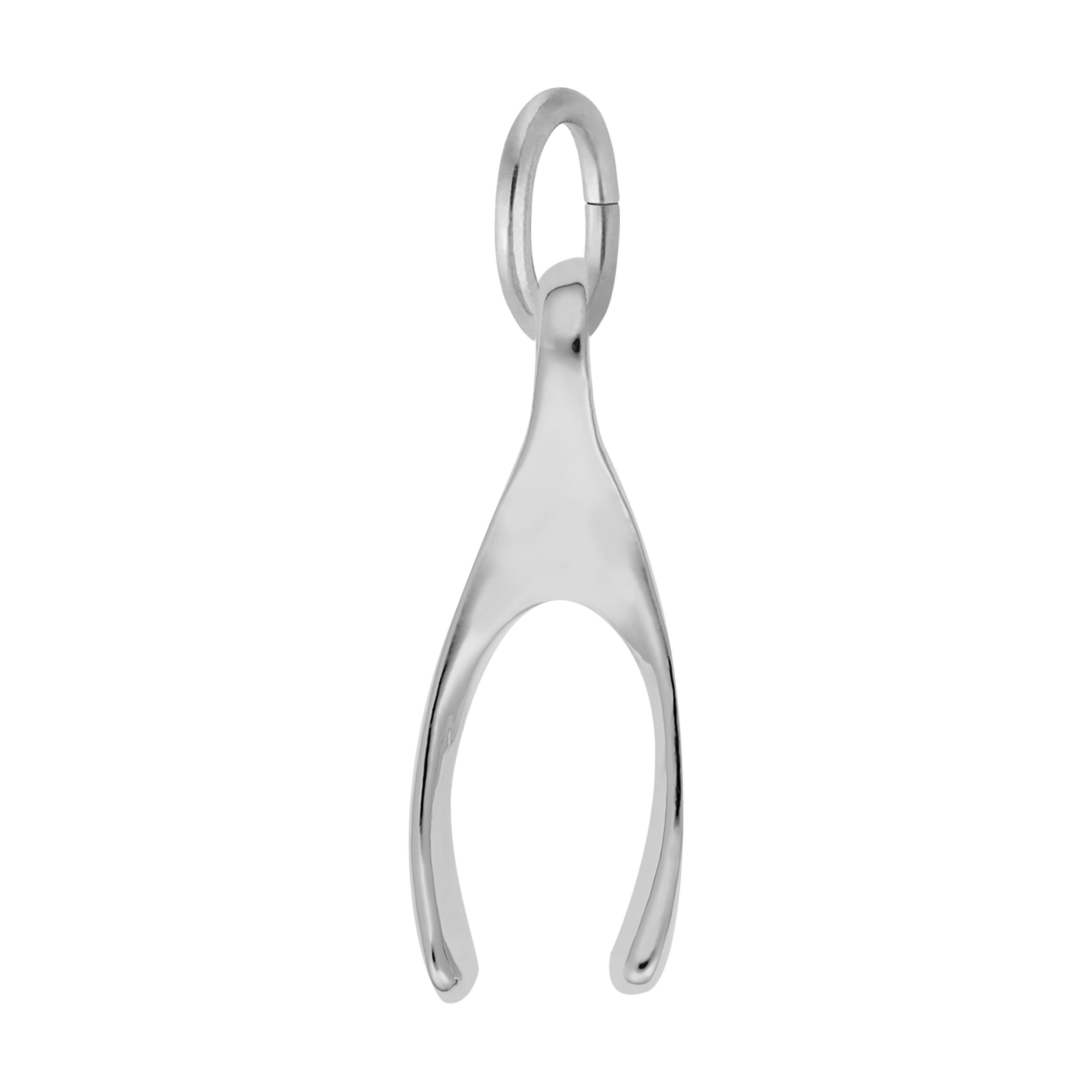 Small Wishbone Charm - Rhodium Plated Sterling Silver
