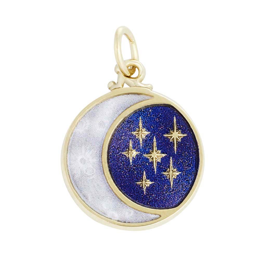 Moon & Stars Charm - 10K Yellow Gold