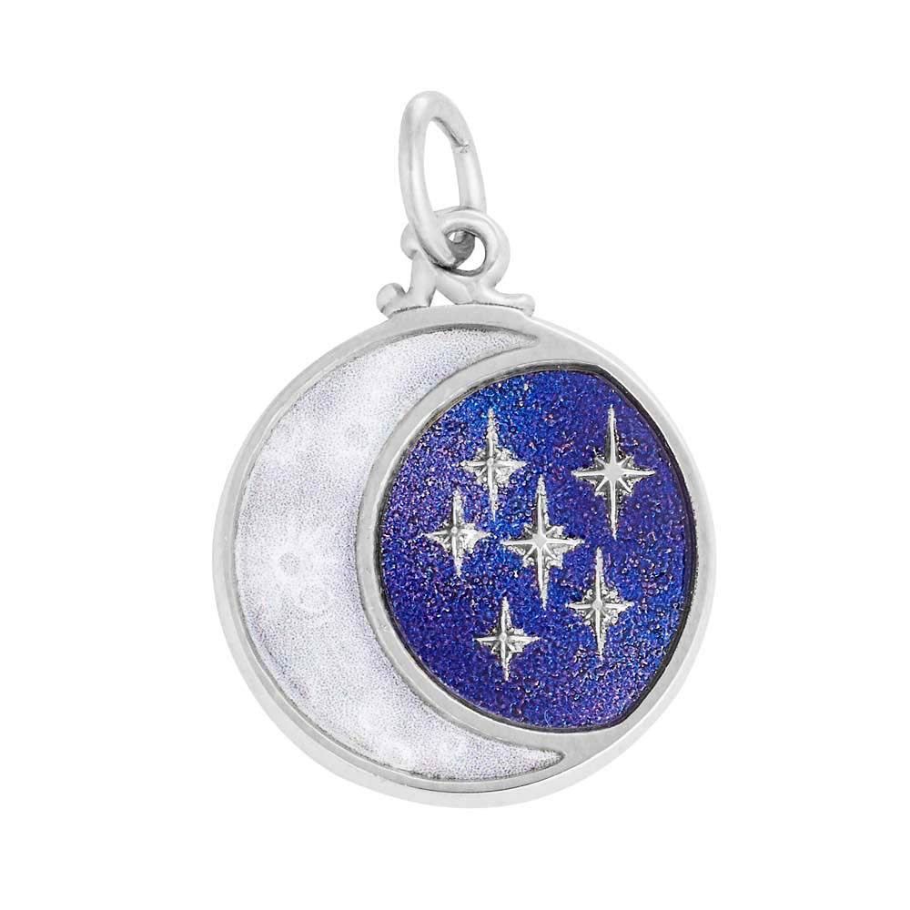 Moon & Stars Charm - 14K White Gold