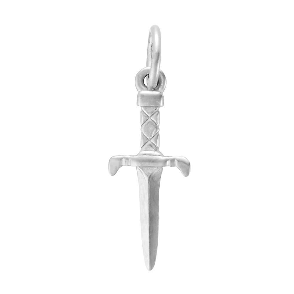 Dagger Charm - Rhodium Plated Sterling Silver