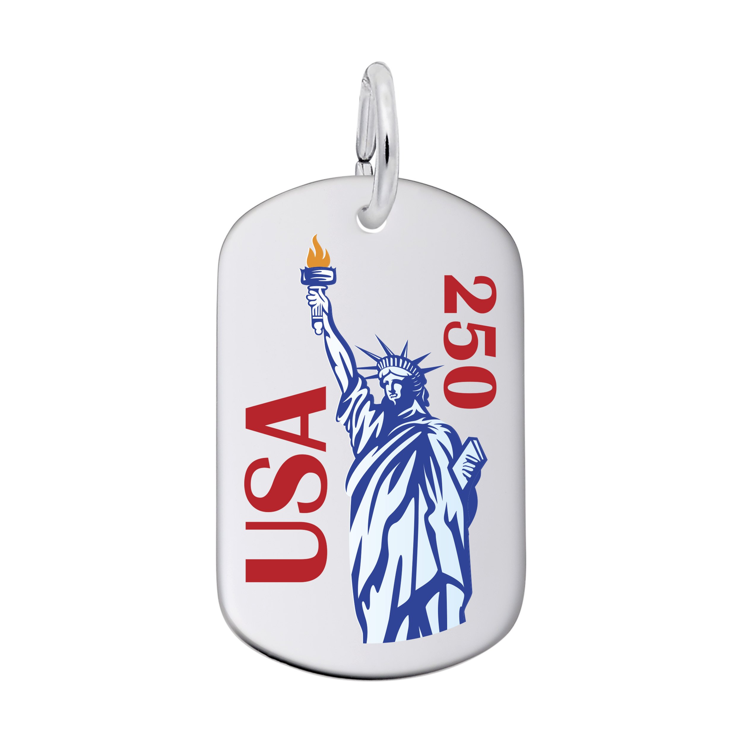 Painted USA 250 - Statue of Liberty Charm Rhodium Plated Sterling Silver