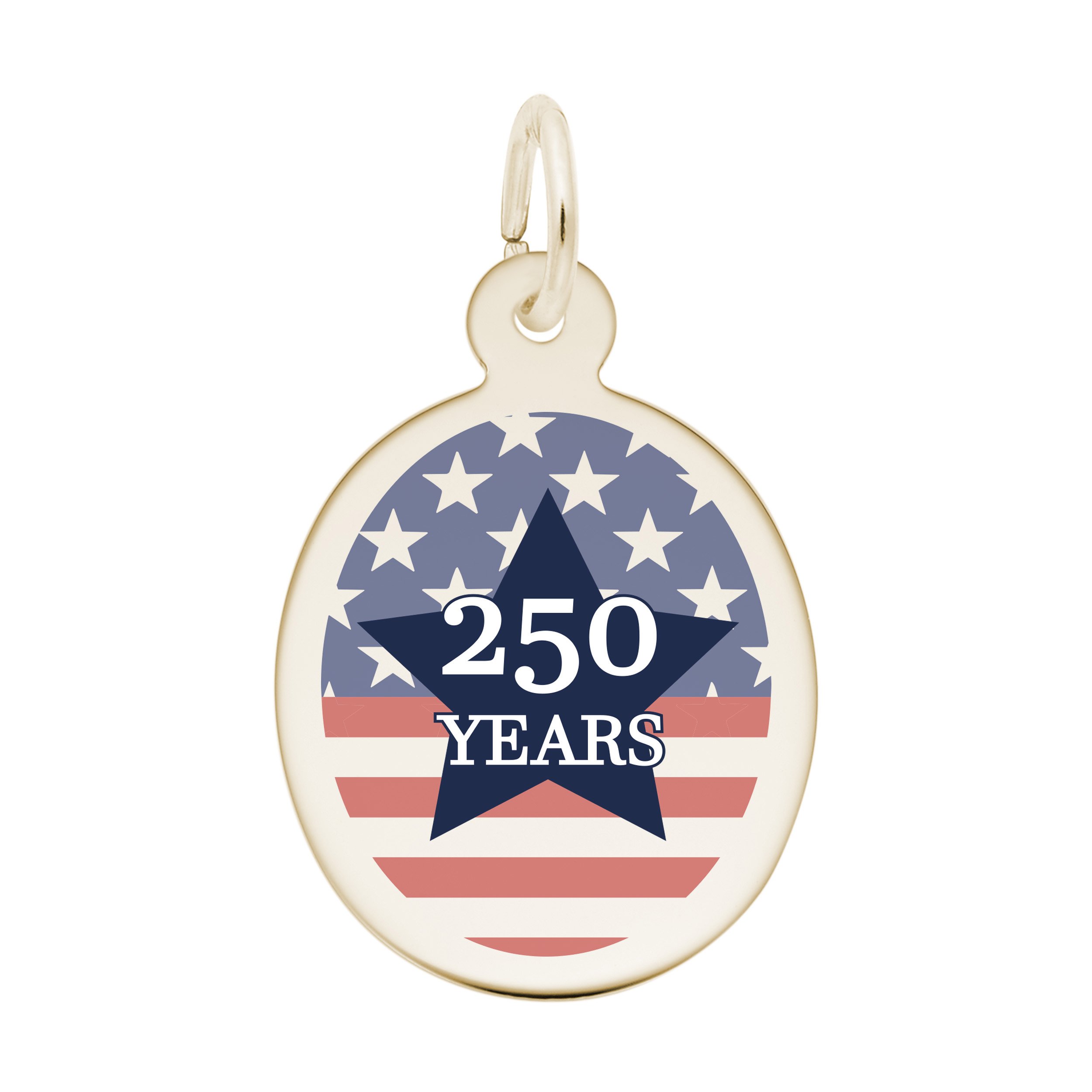 USA 250 - Stars & Stripes Oval Charm 10K Yellow Gold