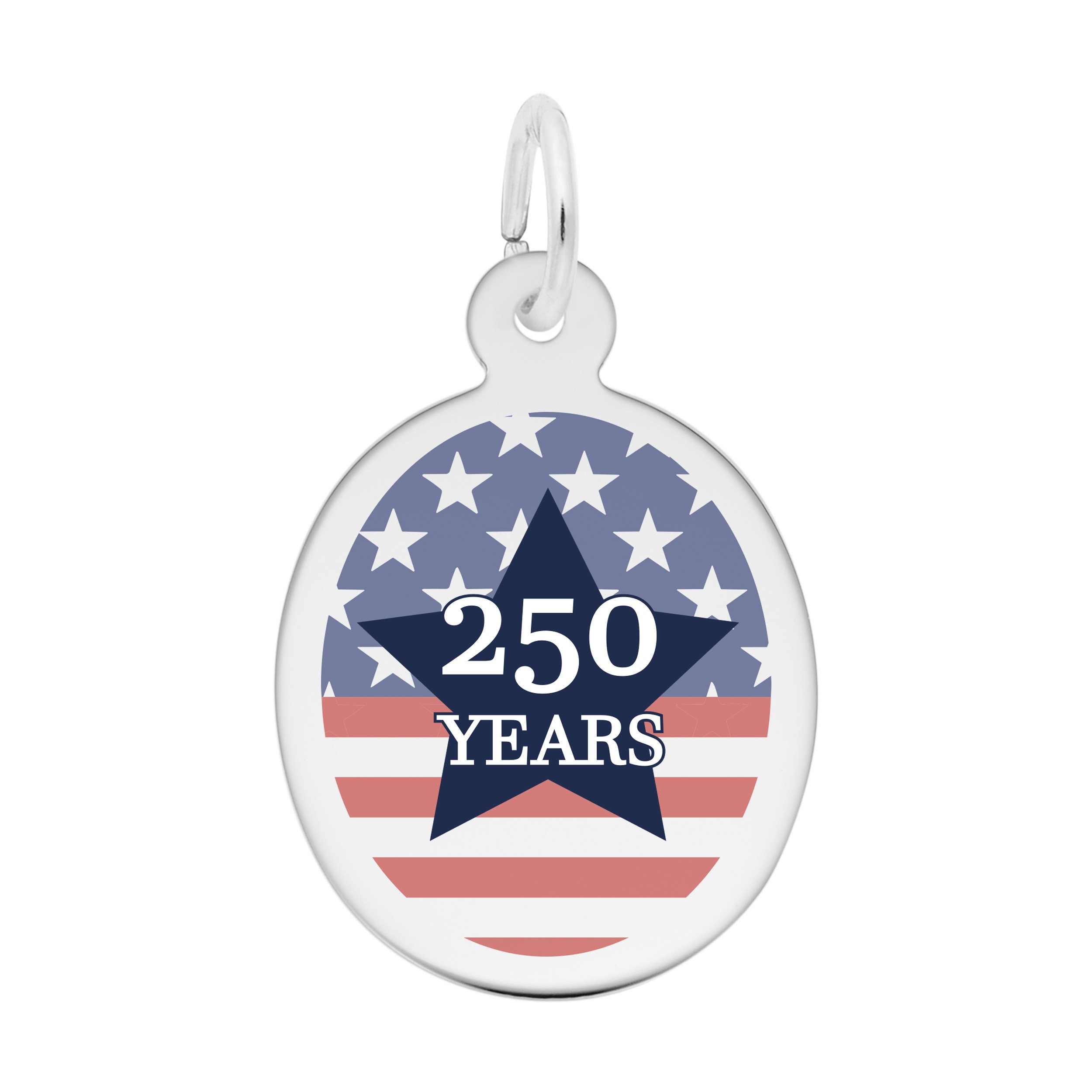 USA 250 - Stars & Stripes Oval Charm 14K White Gold