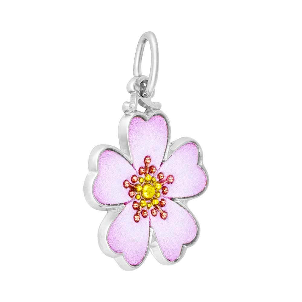Painted Cherry Blossom Charm - 10K Yellow Gold