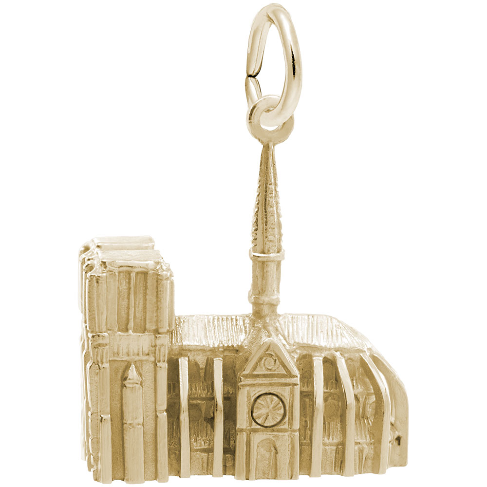 Notre Dame Cathedral 3D Charm - Rhodium Plated Sterling Silver