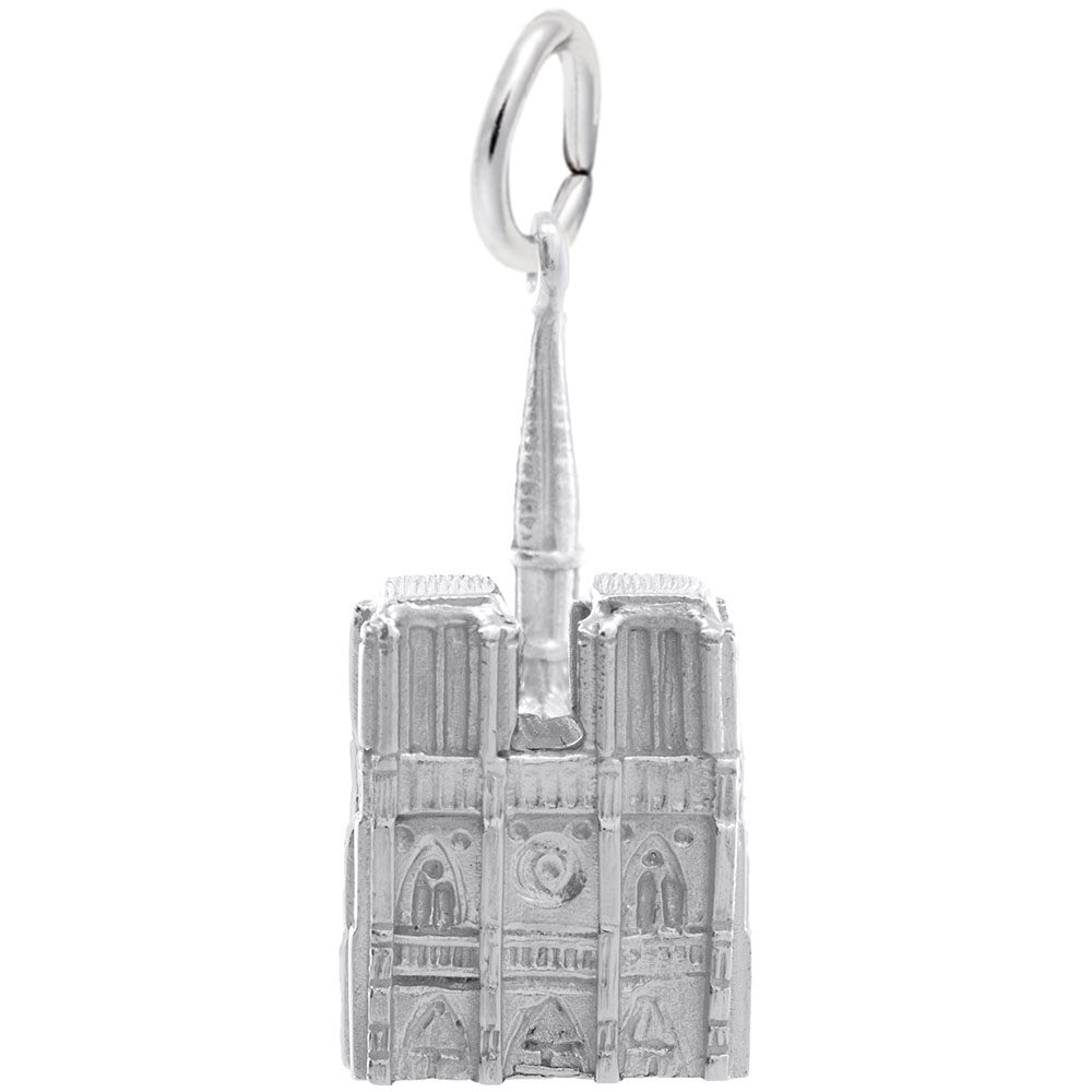 Notre Dame Cathedral 3D Charm - Rhodium Plated Sterling Silver