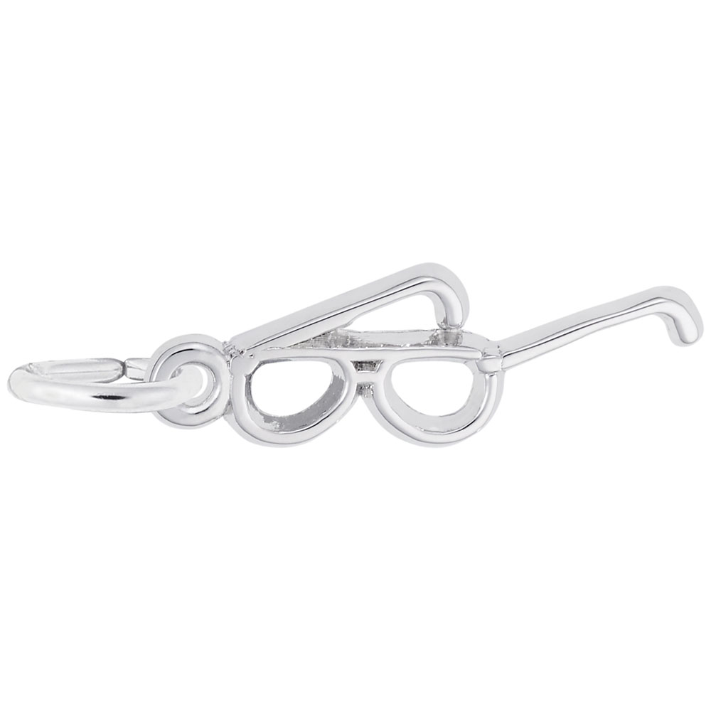 Glasses Charm - Rhodium Plated Sterling Silver