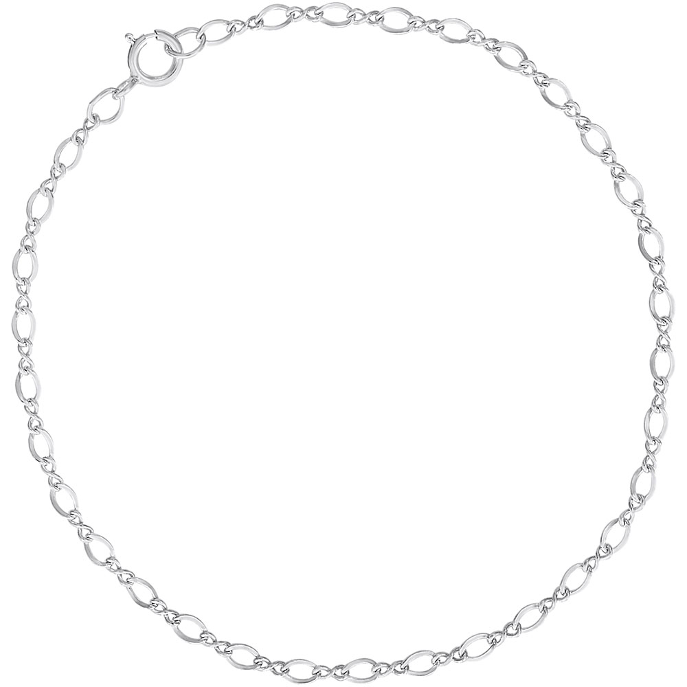 Petite Figure Eight Link Classic Bracelet - Rhodium Plated Sterling Silver, 7