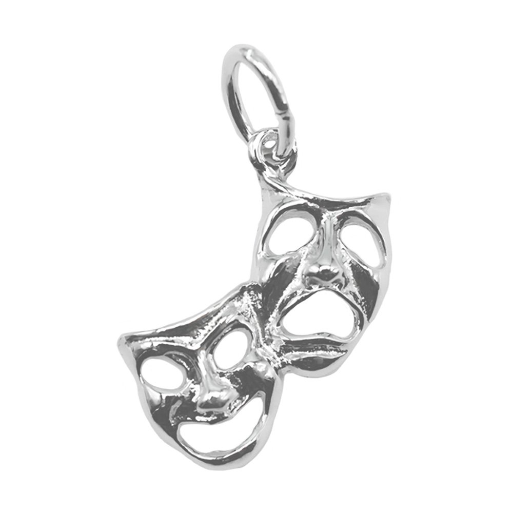Comedy & Tragedy Mask - Rhodium Plated Sterling Silver