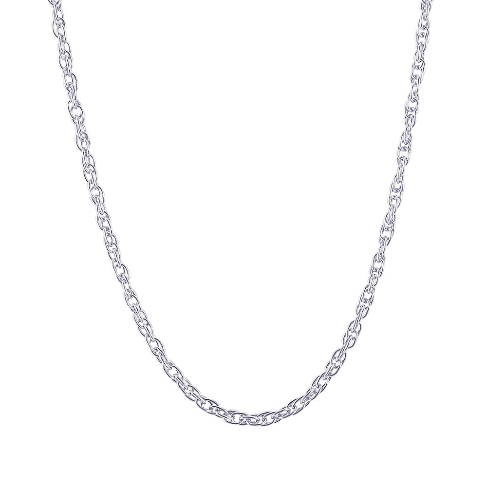 Rope Chain Necklace Large - Rhodium Plated Sterling Silver, 16
