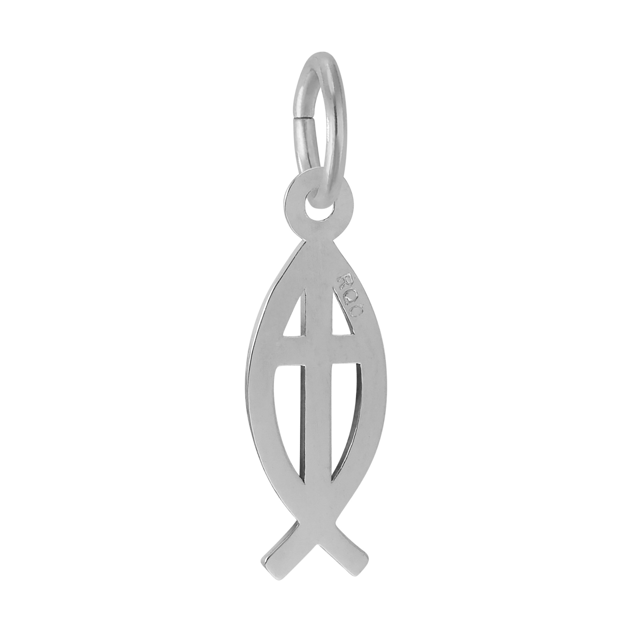 Ichthus Charm - Rhodium Plated Sterling Silver