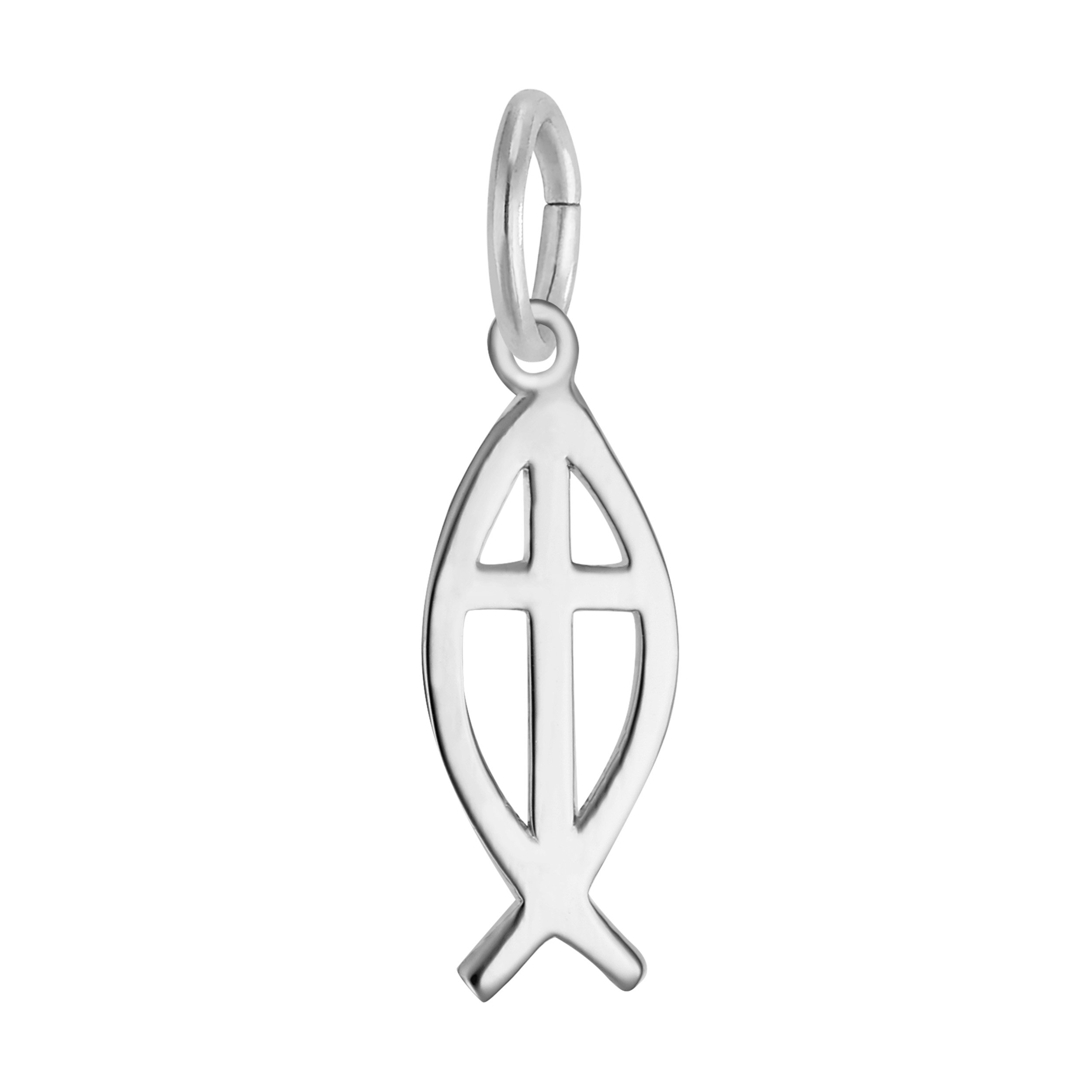 Ichthus Charm - Rhodium Plated Sterling Silver