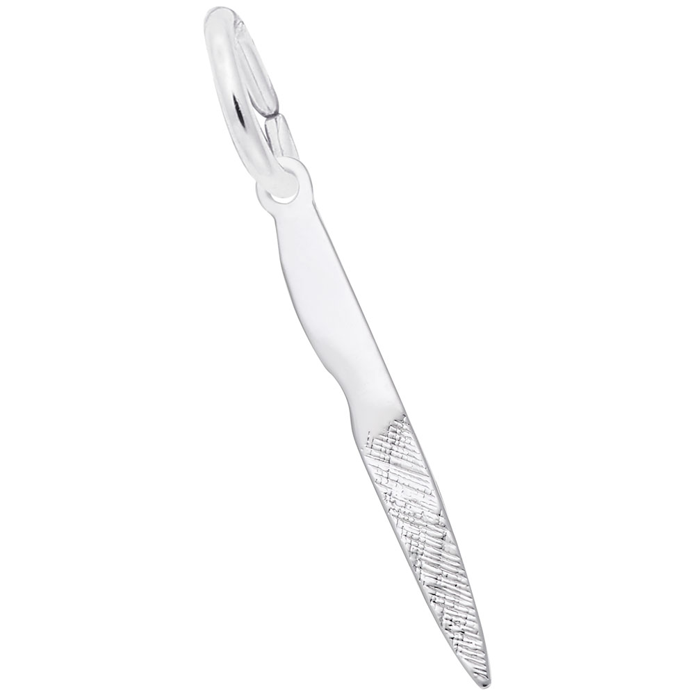 Nail File Charm - Rhodium Plated Sterling Silver