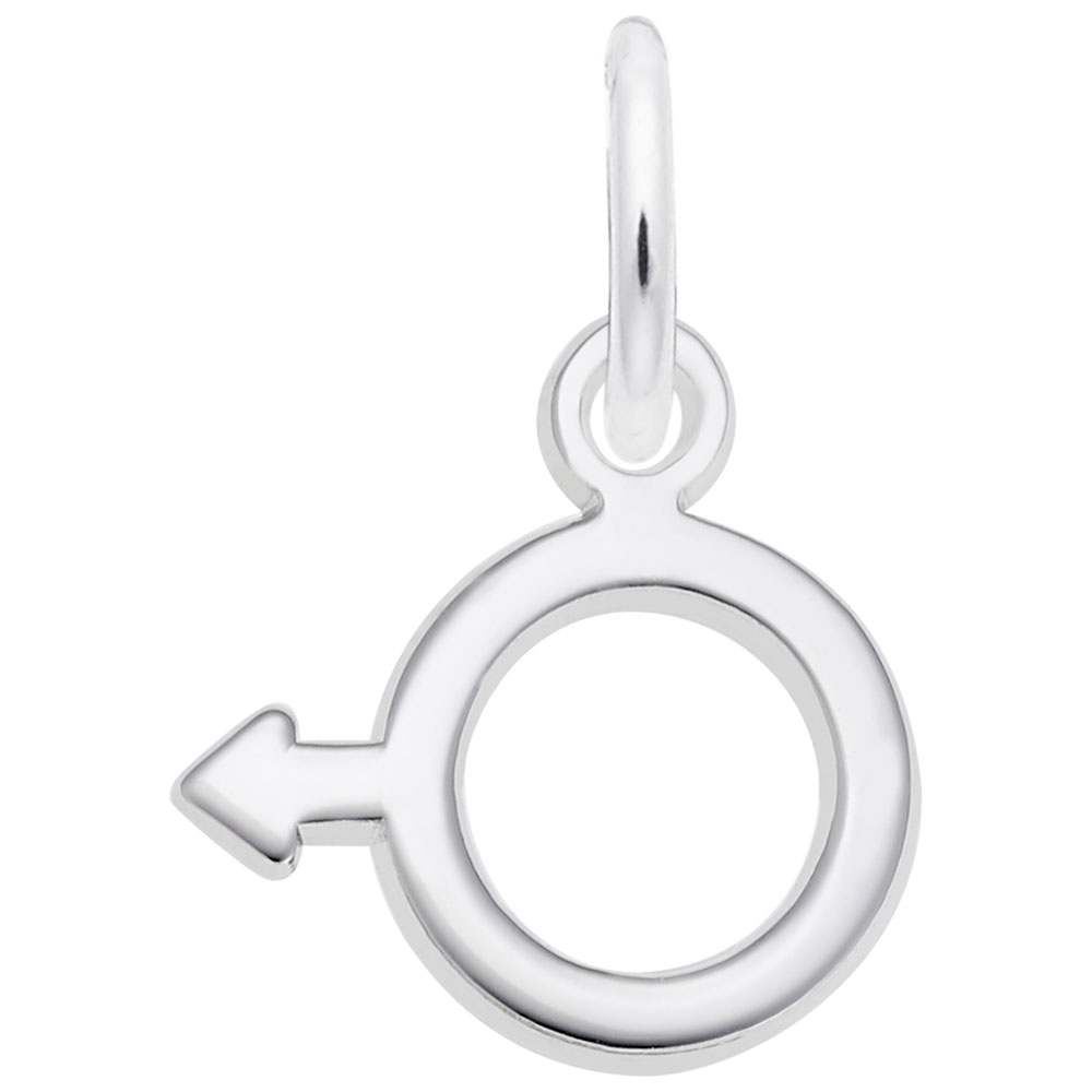 Male Symbol Charm - Rhodium Plated Sterling Silver