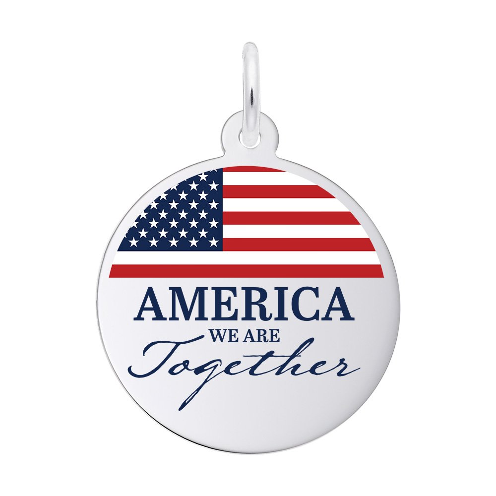 Painted America Together Charm - Rhodium Plated Sterling Silver