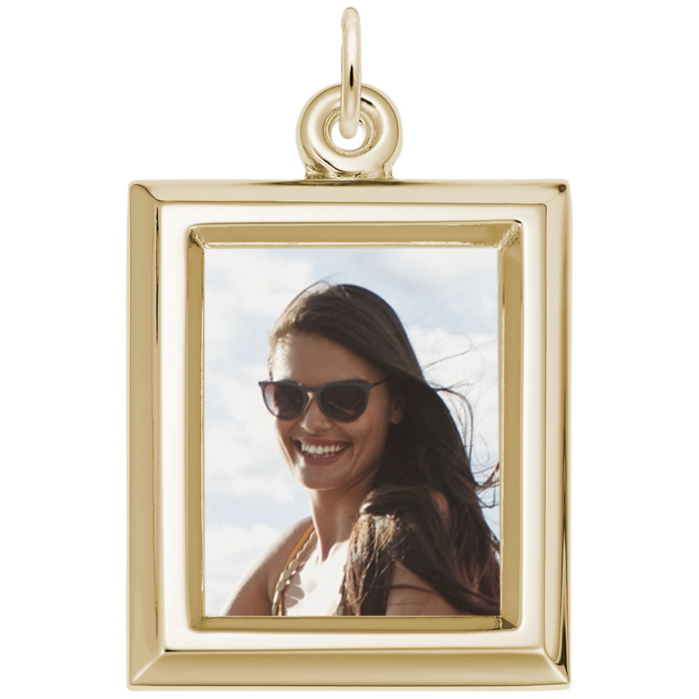 Large Vertical Rectangle Photoart Charm - Rhodium Plated Sterling Silver