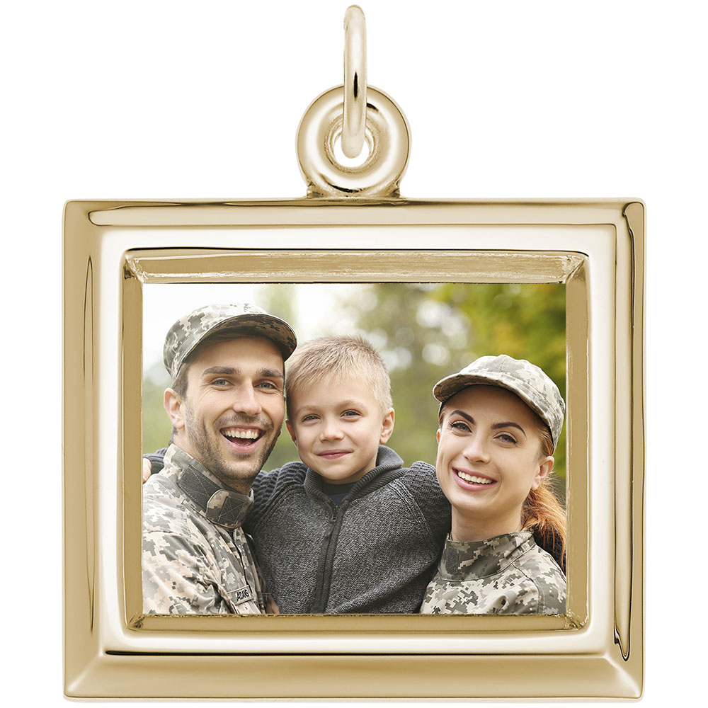 Large Horizontal Rectangle Photoart Charm - Rhodium Plated Sterling Silver