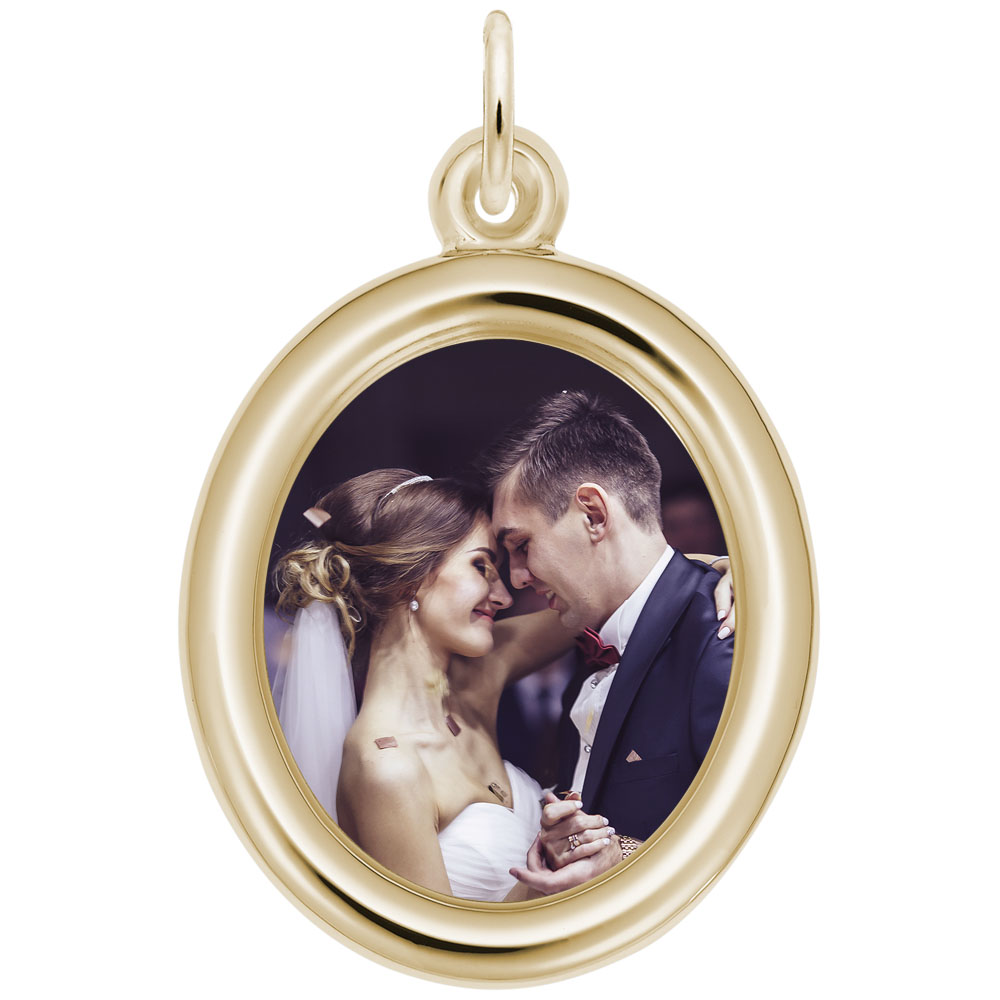 Large Oval Photoart Charm - 10K Yellow Gold