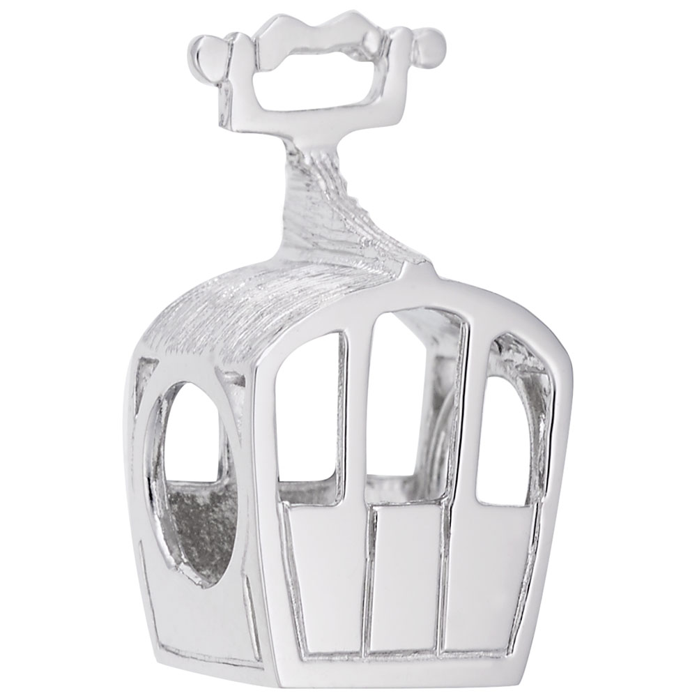 Closed Gondola Bead - Rhodium Plated Sterling Silver