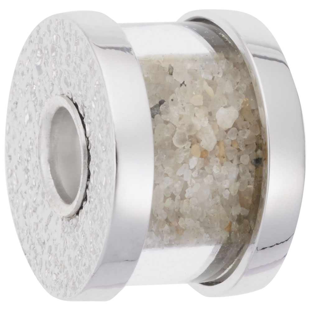 Small Island Sand Capsule Bead - Rhodium Plated Sterling Silver