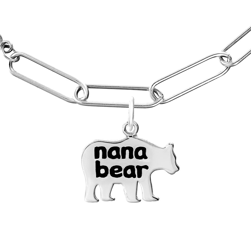 Nana Bear Bracelet Set - Rhodium Plated Sterling Silver, 7.5" Silver