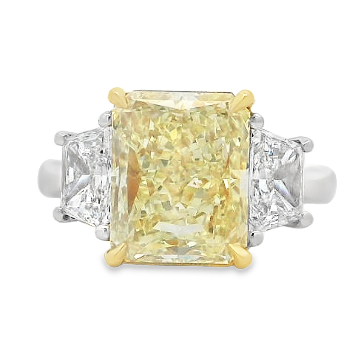 Norman Silverman Platinum & 18K 3 Stone Yellow Diamond Engagement Ring