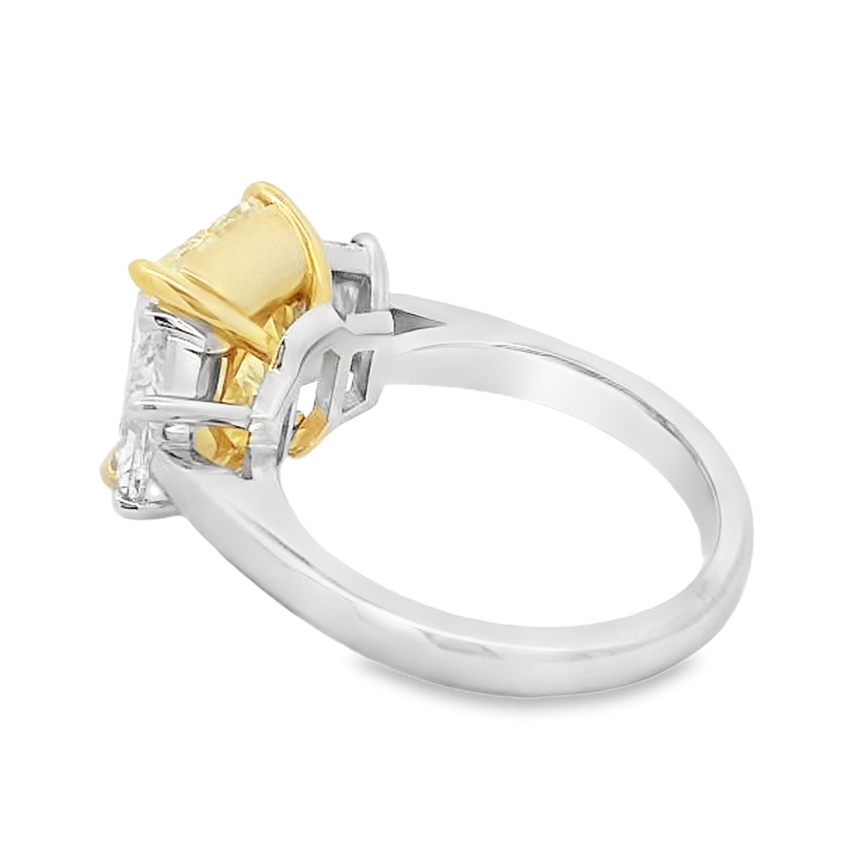 Norman Silverman Platinum & 18K 3 Stone Yellow Diamond Engagement Ring