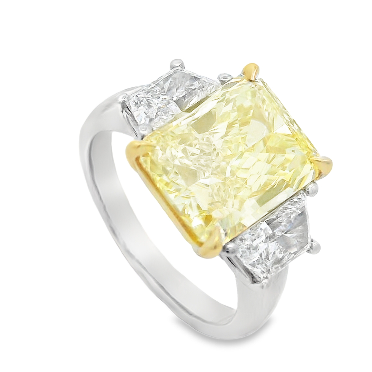 Norman Silverman Platinum & 18K 3 Stone Yellow Diamond Engagement Ring