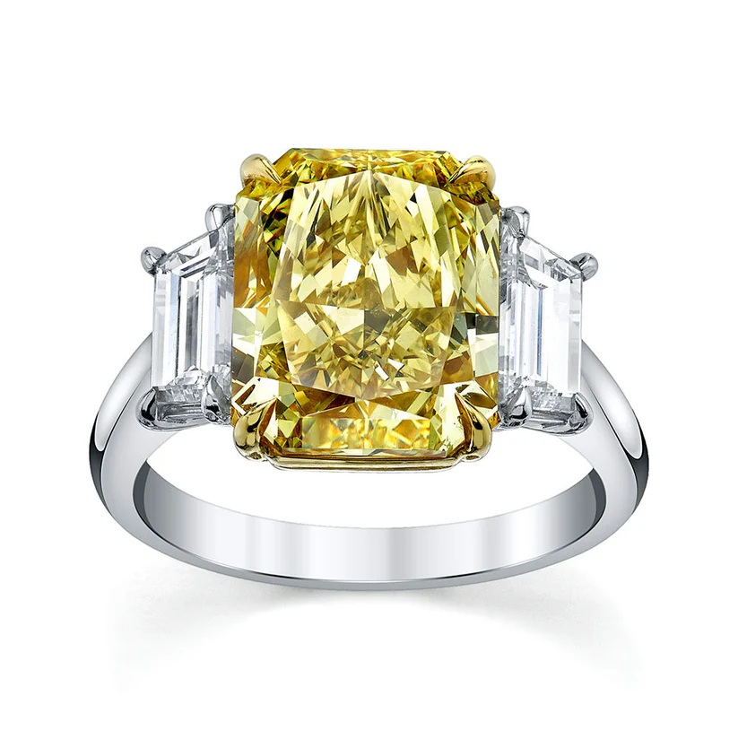 Norman Silverman Platinum Fancy Intense Yellow Radiant Engagement Ring