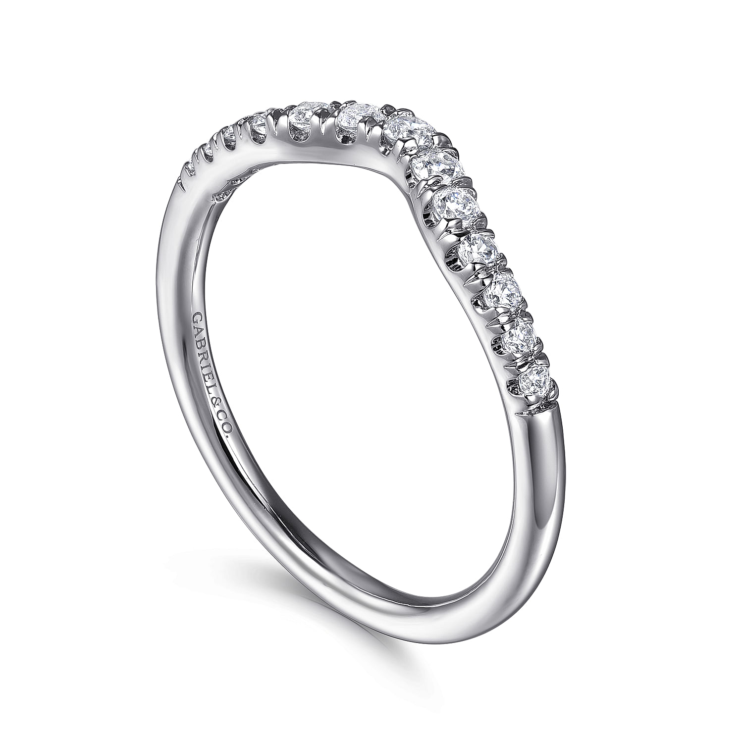 Gabriel & Co. 14K White Gold Curved Diamond Anniversary Band