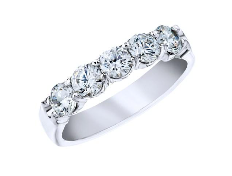 Roman Jewelers Signature Platinum Half Anniversary Diamond Anniversary Band Size 6.5 with 5 Round Diamonds 1.23 CTW F-G VS