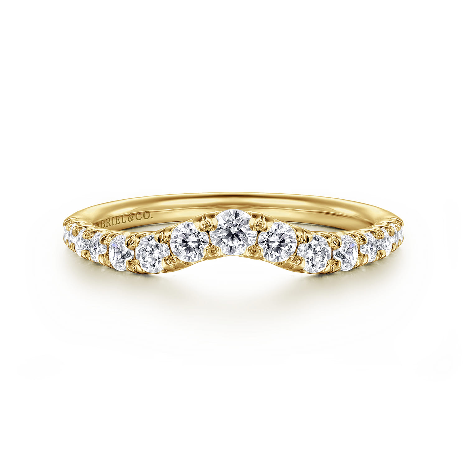 Gabriel & Co. 14K Yellow Gold 1/2-Carat Curved Diamond Anniversary Band