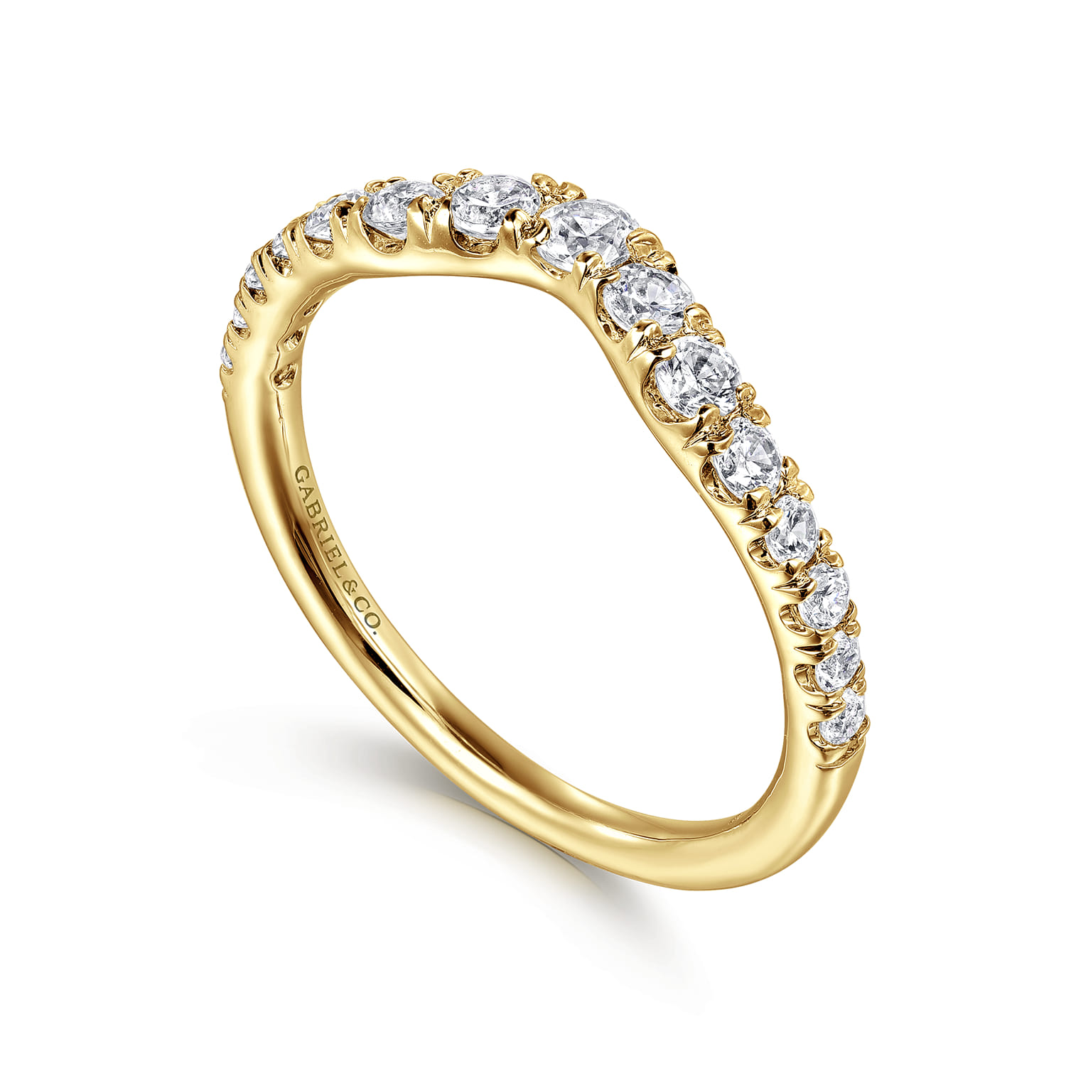 Gabriel & Co. 14K Yellow Gold 1/2-Carat Curved Diamond Anniversary Band