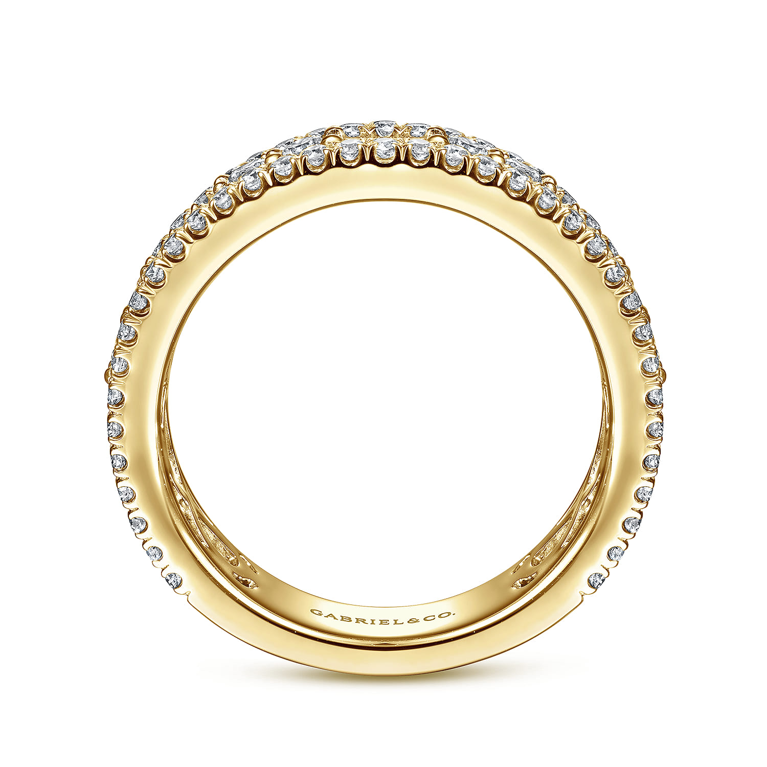 Gabriel & Co. 14K Yellow Gold Wide Baguette & Round Pave Diamond Band