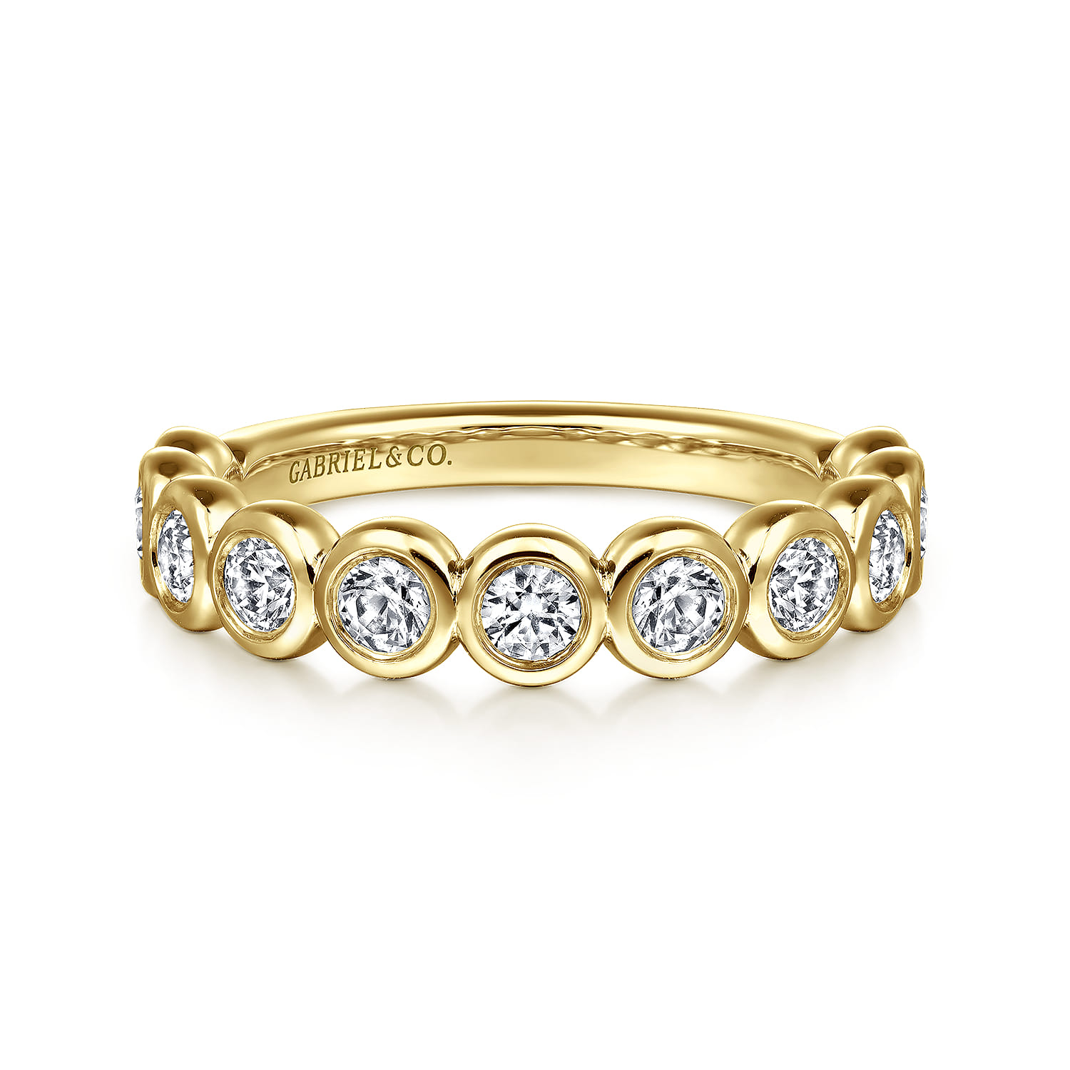 Gabriel & Co. 14K Yellow Gold 3/4-Carat 11-Stone Bezel Diamond Band