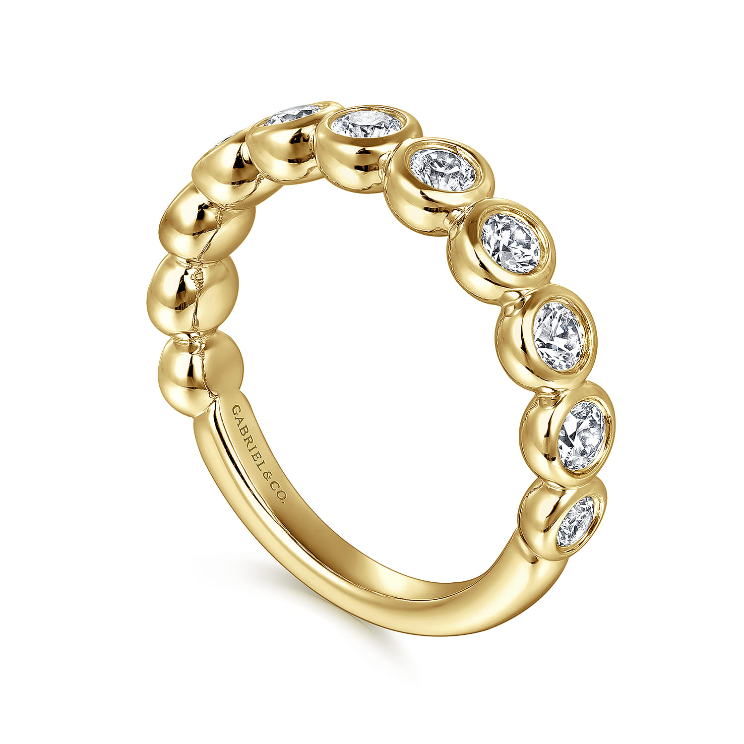 Gabriel & Co. 14K Yellow Gold 3/4-Carat 11-Stone Bezel Diamond Band