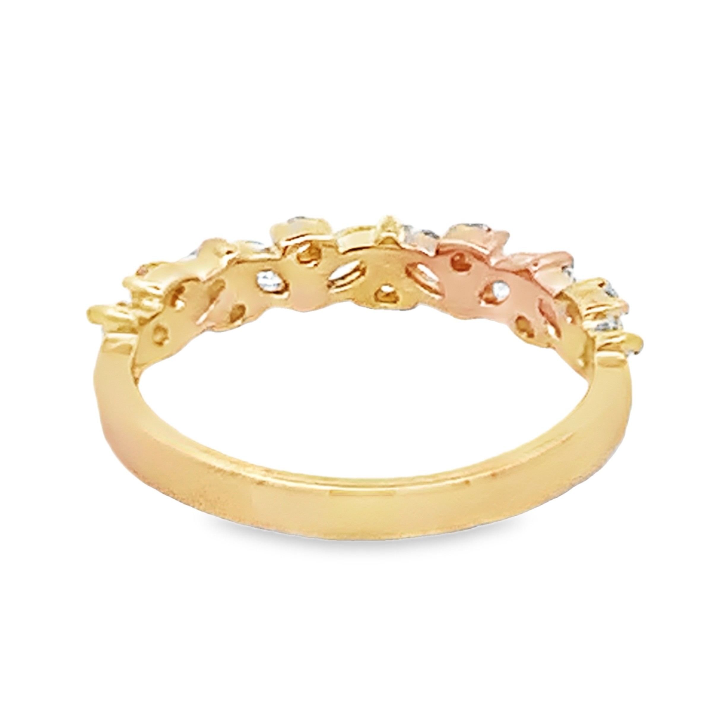 14K Yellow Gold Mixed-Shape Diamond Half Anniversary Band with 8 Marquise Diamonds 0.46ct G-H SI and 7 Round Diamonds 0.15ct G-H SI