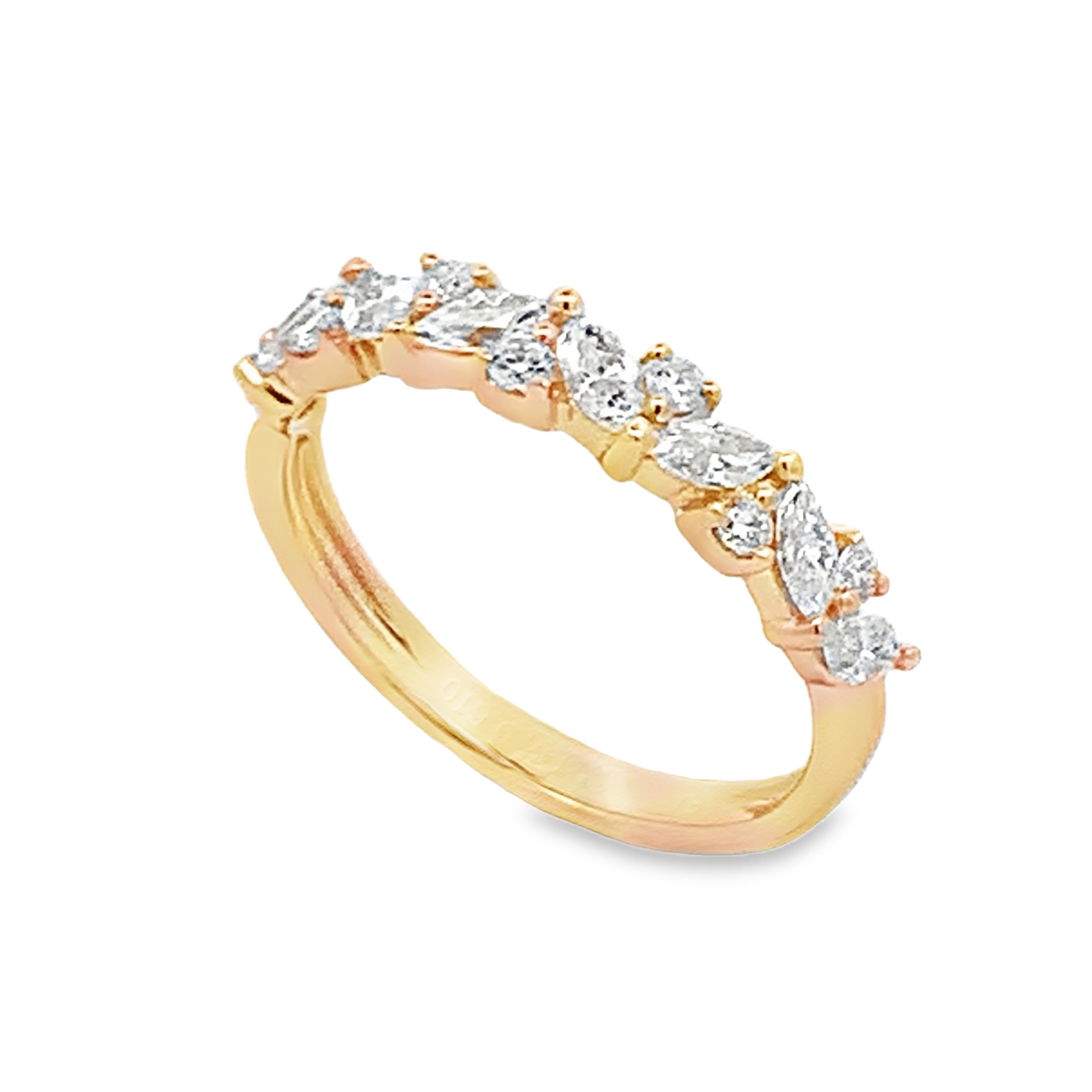 14K Yellow Gold Mixed-Shape Diamond Half Anniversary Band with 8 Marquise Diamonds 0.46ct G-H SI and 7 Round Diamonds 0.15ct G-H SI