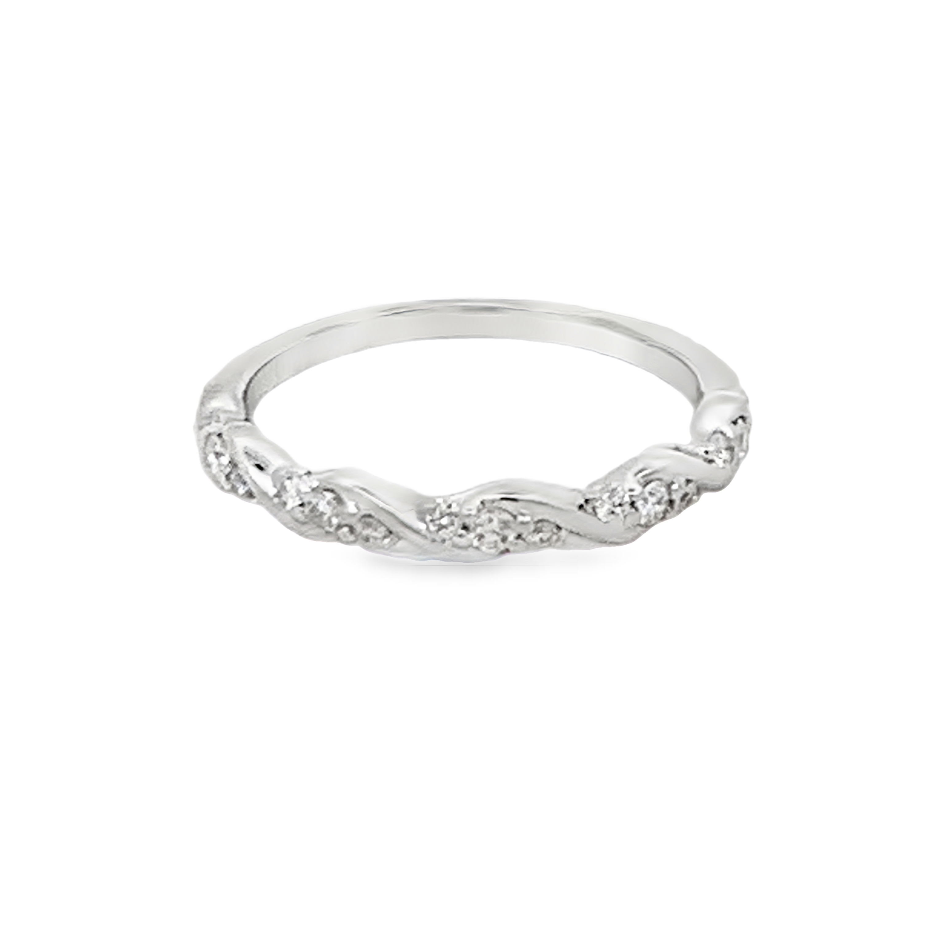 14K White Gold Diamond Anniversary Band with 15 Round Diamonds 0.21ct G-H SI Size 6