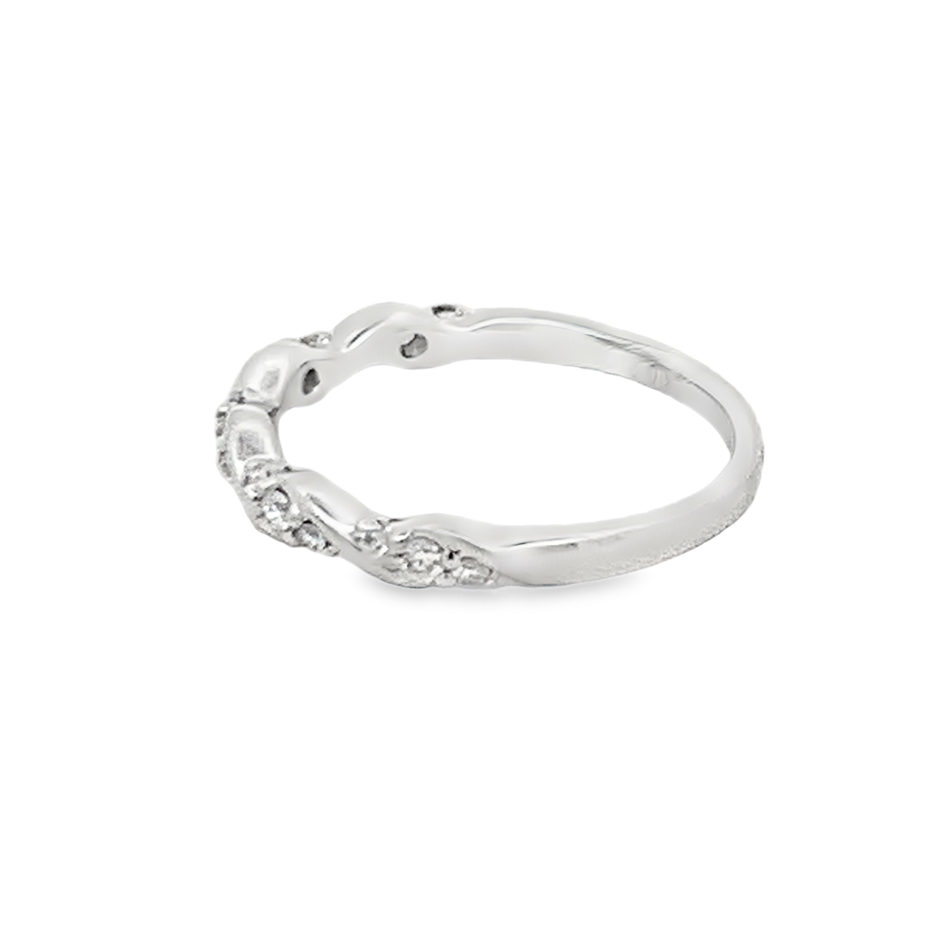14K White Gold Diamond Anniversary Band with 15 Round Diamonds 0.21ct G-H SI Size 6