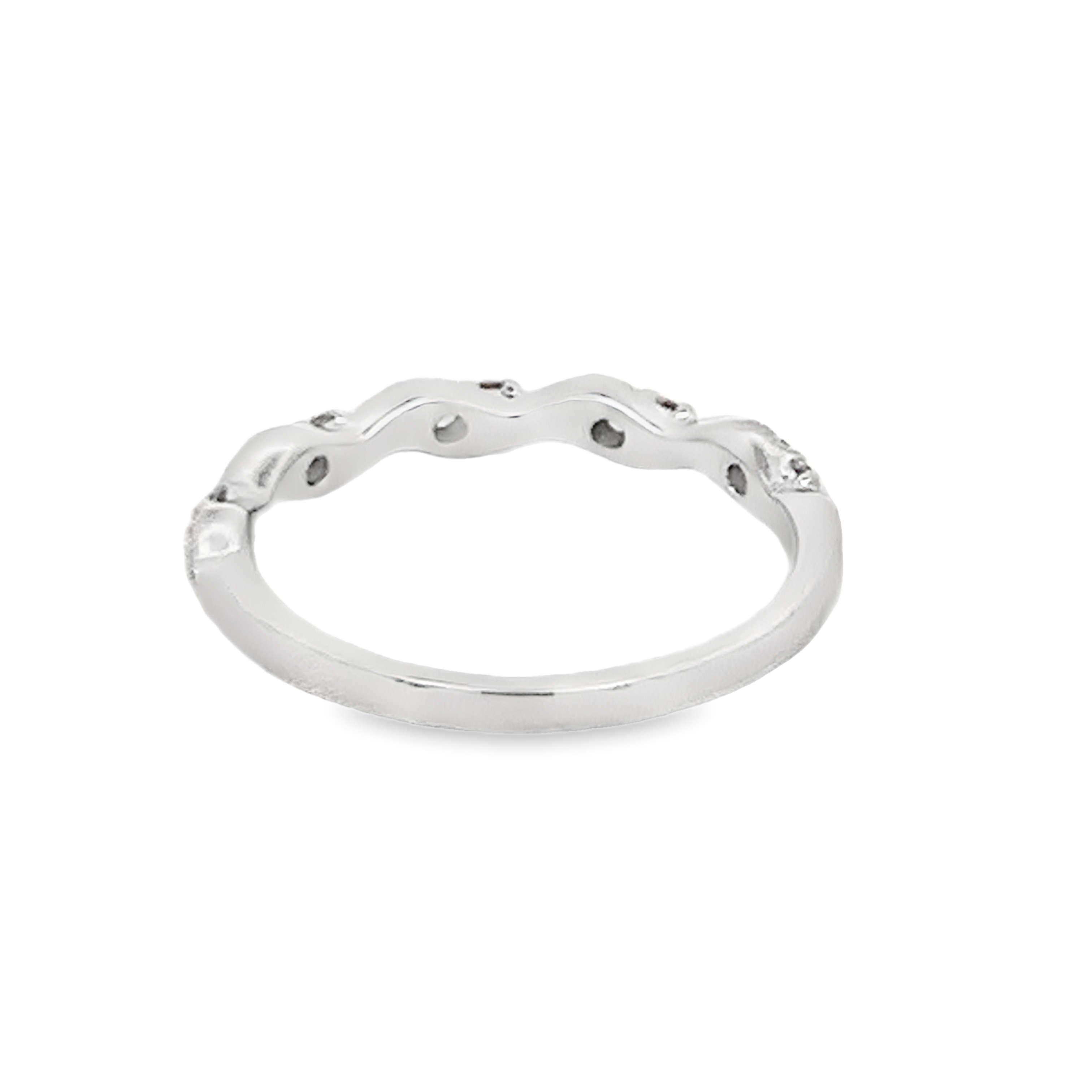 14K White Gold Diamond Anniversary Band with 15 Round Diamonds 0.21ct G-H SI Size 6