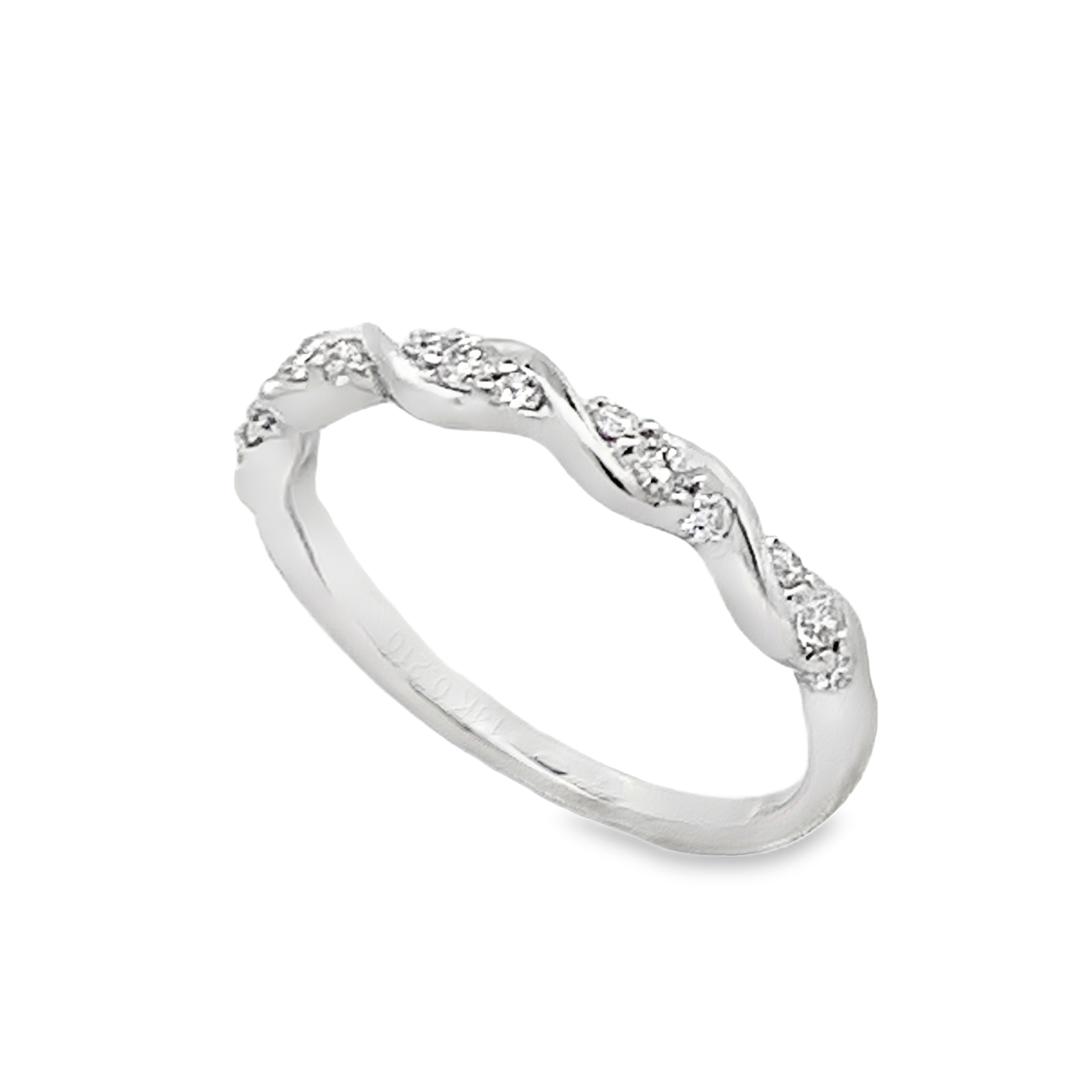 14K White Gold Diamond Anniversary Band with 15 Round Diamonds 0.21ct G-H SI Size 6