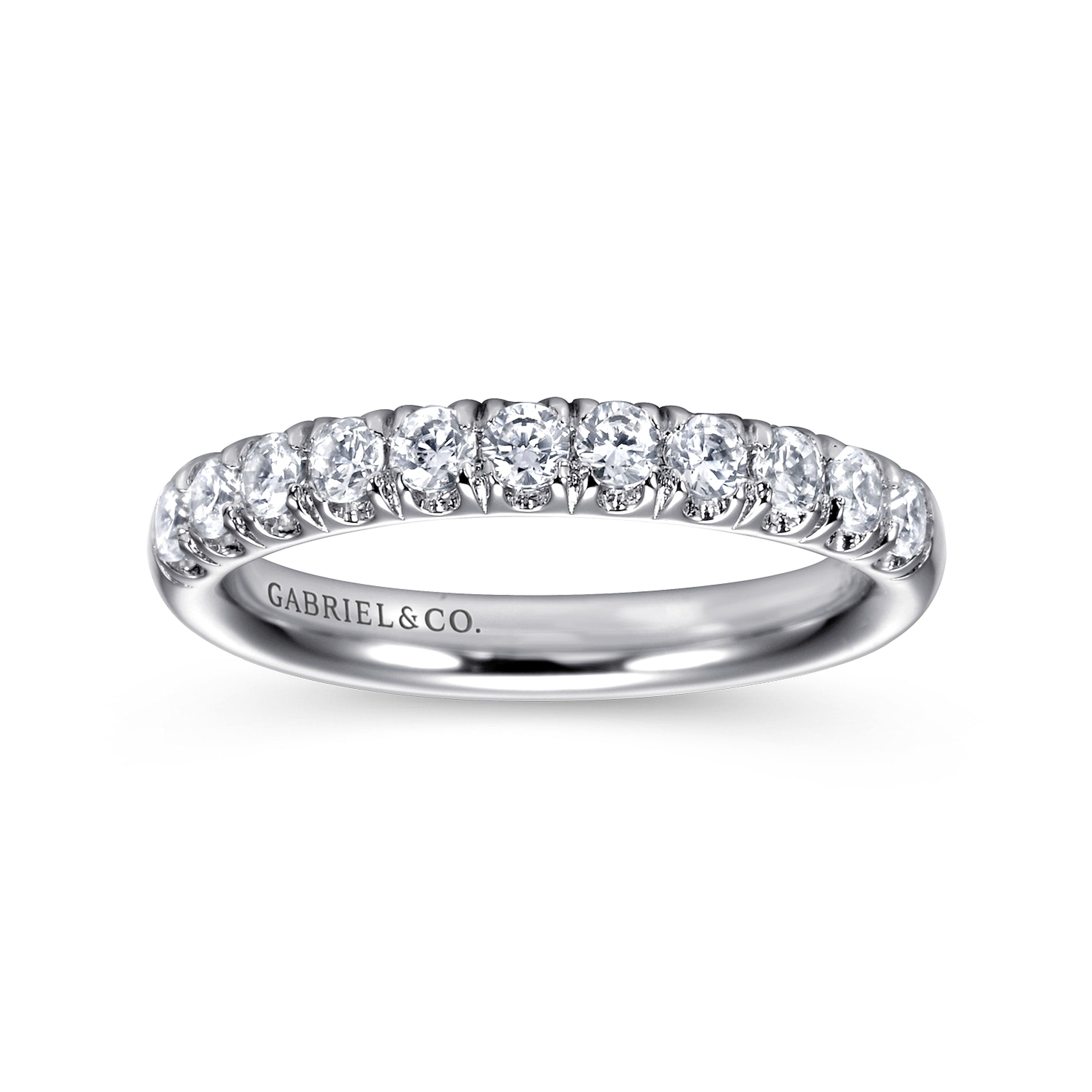 Gabriel & Co. Portofino 14K 11 Stone French Pave 0.5ct Diamond Wedding Band