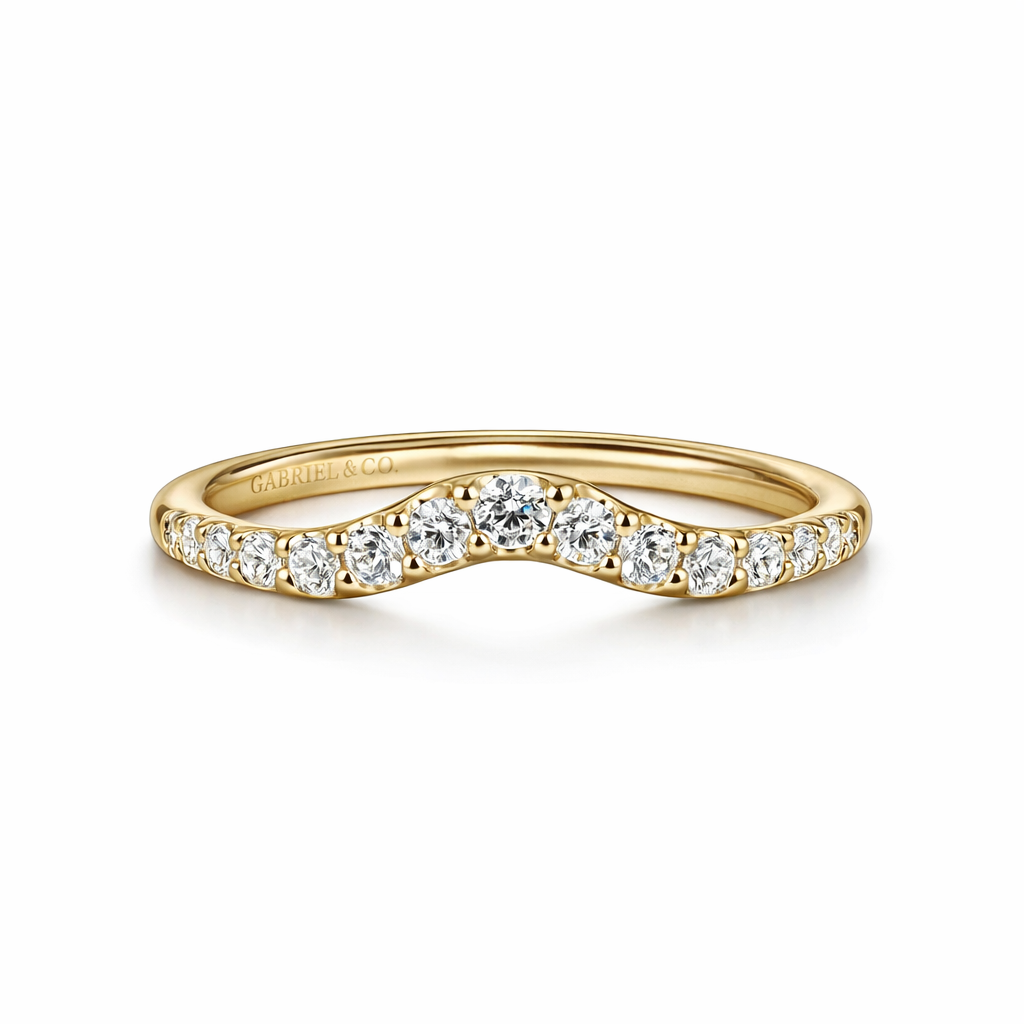 Gabriel & Co. 14K Curved Diamond Anniversary Band 0.25ct